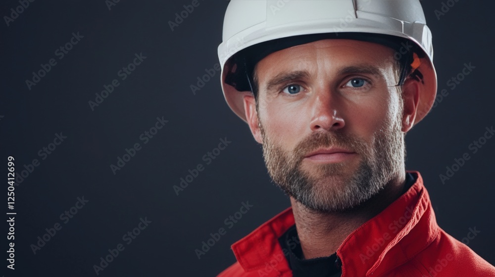 Professional Male Worker in Safety Gear with Serious Expression Professional Male Worker in Safety Gear with Serious Expression