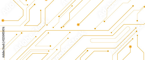 Vector technology lines circuit and dots on white engineering technology concept vector panorama background.