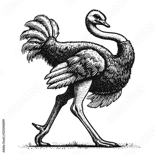 Vintage Illustration of an Ostrich