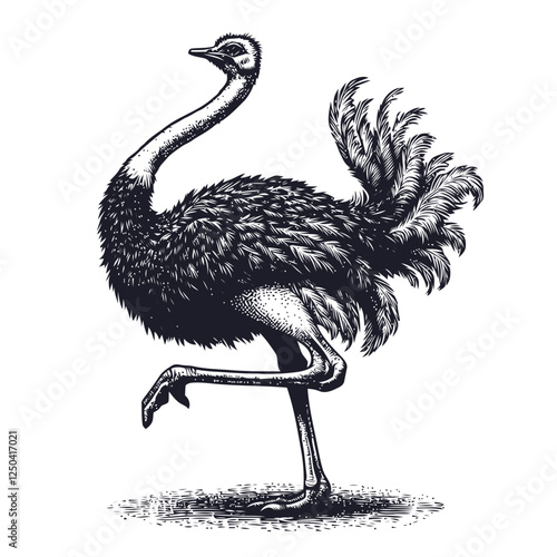 Vintage Illustration of an Ostrich