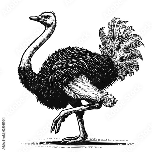 Vintage Illustration of an Ostrich