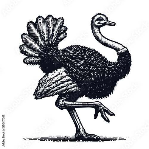 Vintage Illustration of an Ostrich