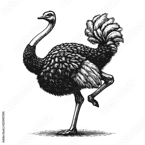 Vintage Illustration of an Ostrich