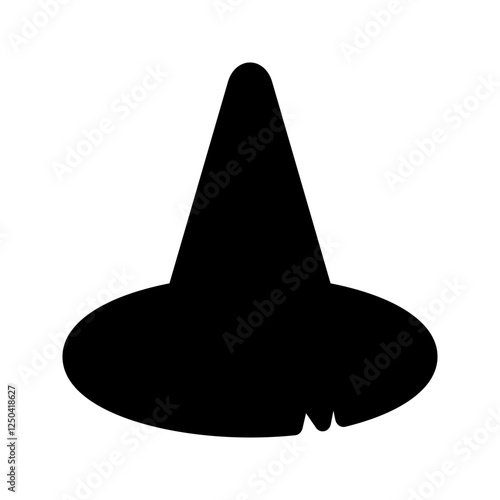 A magical witch hat with a sharp tip and detailed brim, exuding fantasy and Halloween vibes.