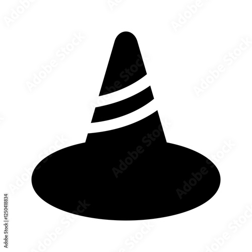  A traditional witch hat with a pointed tip and wide brim, perfect for spooky and enchanted themes.