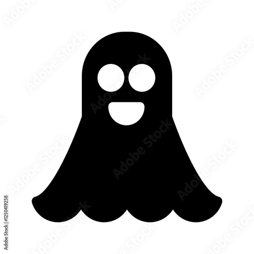  A glowing ghost with a sinister grin, floating above the ground and surrounded by darkness.