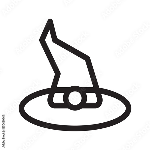 A classic black witch hat with a pointed tip and wide brim, perfect for Halloween or magical themes.