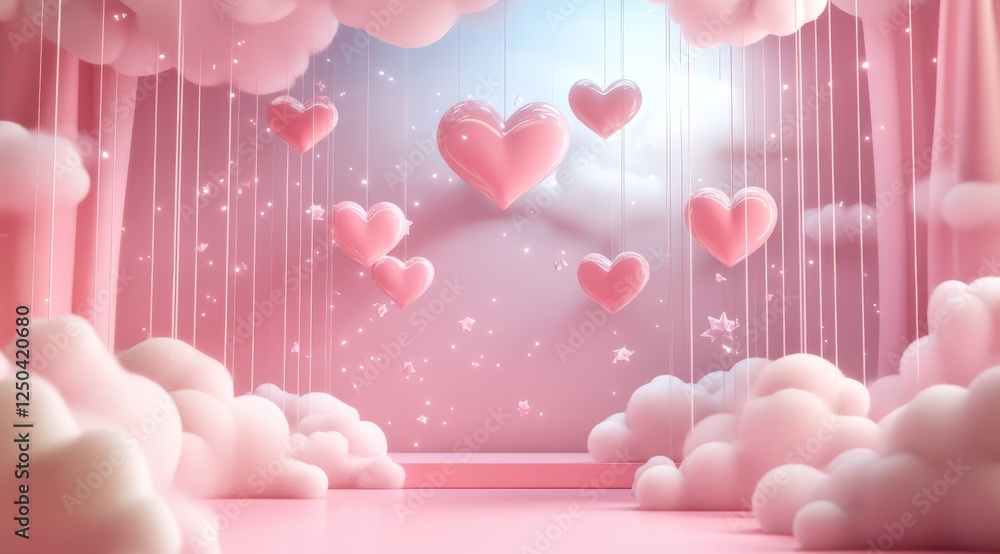custom made wallpaper toronto digitalPink heart cloud display stage background