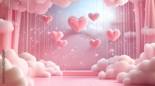 Wallpaper Mural Pink heart cloud display stage background Torontodigital.ca