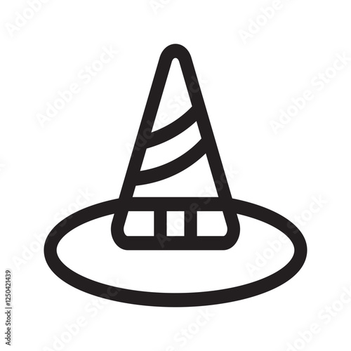 A black witch hat adorned with silver details, blending elegance and magical charm.