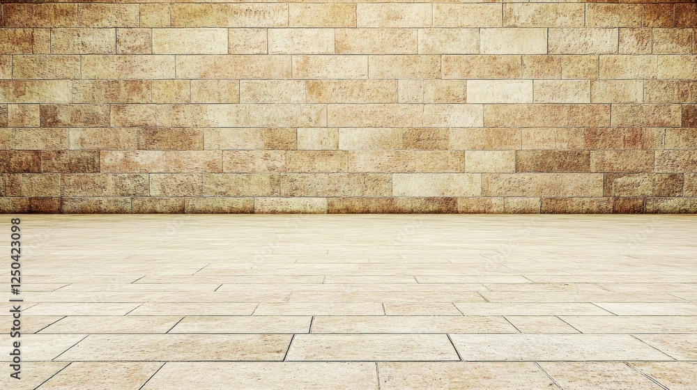 Fototapeta premium A textured stone wall and floor create a neutral background for various uses.