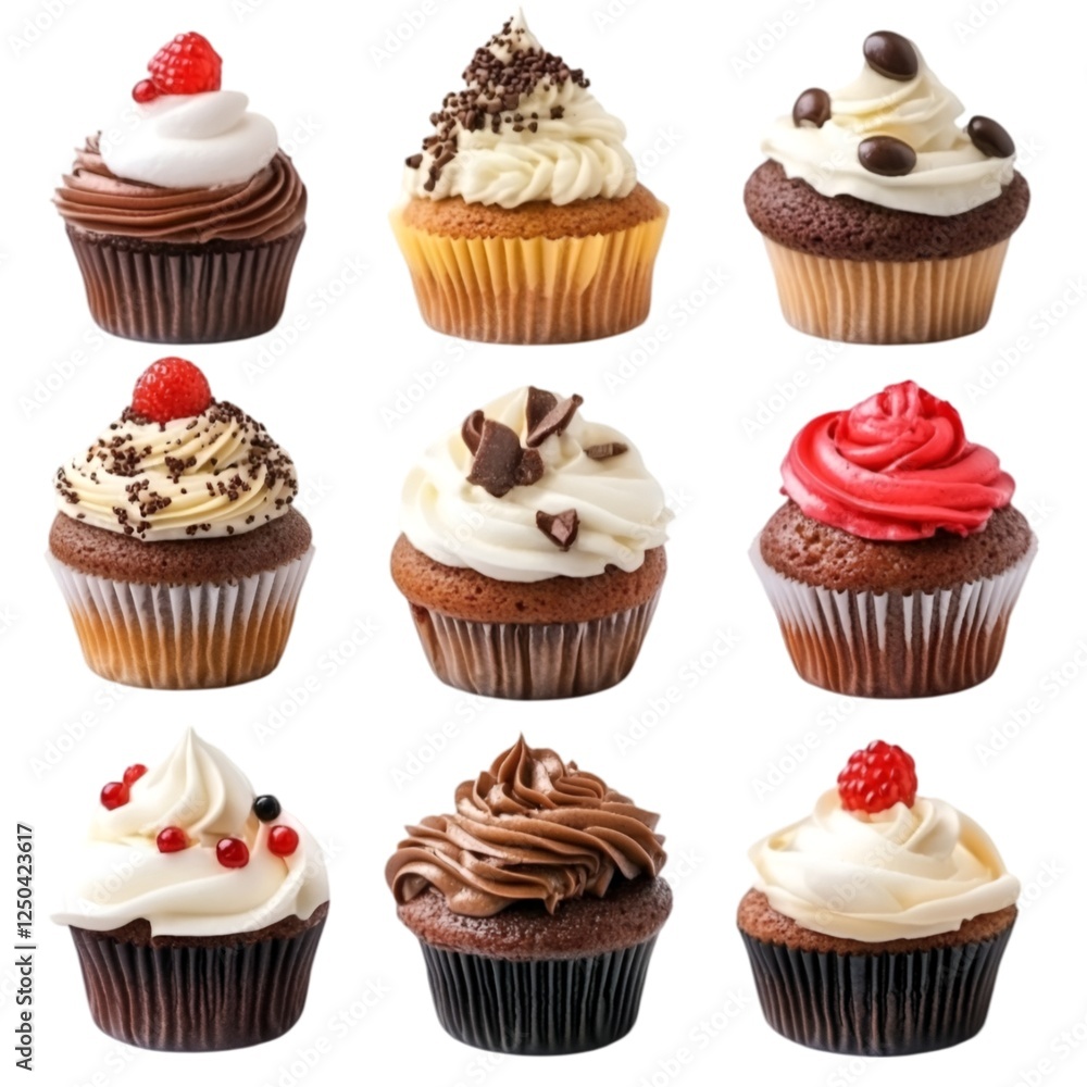 Fresh Cupcakes Isolated on White Background Fresh Cupcakes Isolated on White Background
