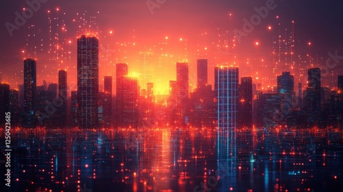 Wallpaper Mural AI-driven smart city with data security icons Torontodigital.ca