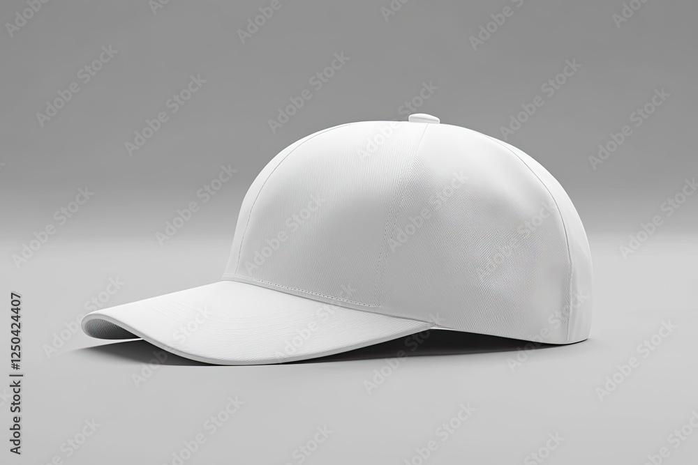 White Baseball Cap Mockup, Studio Shot, Grey Background, Apparel Design White Baseball Cap Mockup, Studio Shot, Grey Background, Apparel Design