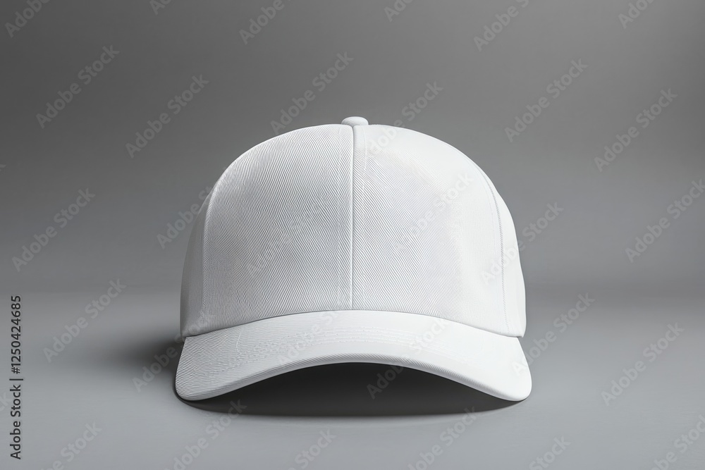 Blank white baseball cap mockup, studio shot, grey background, apparel design Blank white baseball cap mockup, studio shot, grey background, apparel design