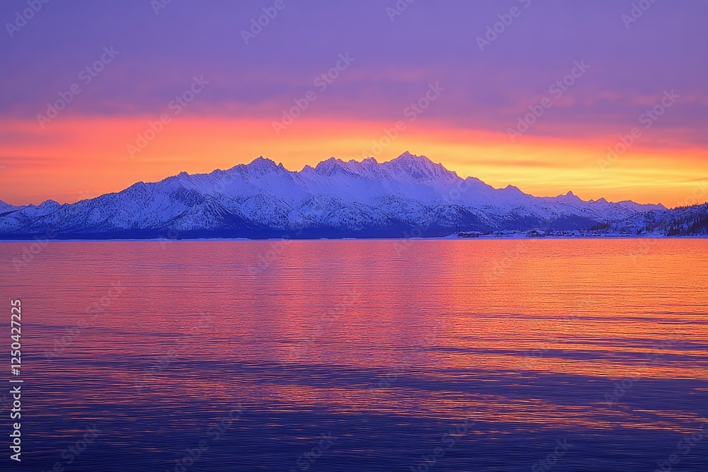 Stunning sunset over snow-capped mountain range Stunning sunset over snow-capped mountain range
