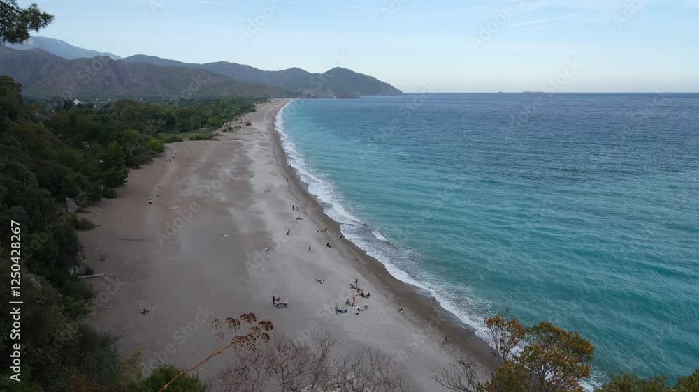 Wonderful view of Olympos and Cirali beach. Touristic Mediterranean coast of Turkey. Kemer district, Antalya province, Turkey country - 4k video Wonderful view of Olympos and Cirali beach. Touristic Mediterranean coast of Turkey. Kemer district, Antalya province, Turkey country - 4k video