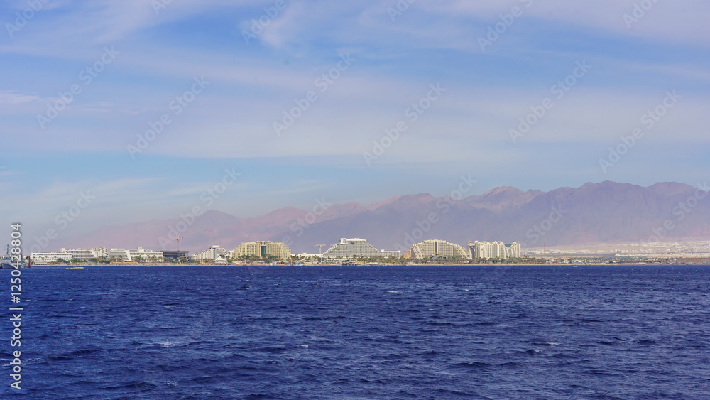 Gulf of Aqaba, with hotel skyline in Eilat