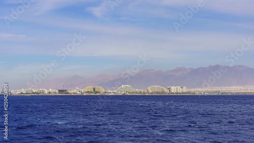 Obraz na płótnie Gulf of Aqaba, with hotel skyline in Eilat w salonie