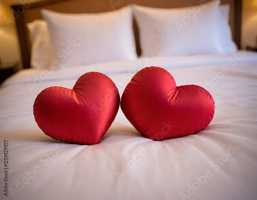 heart shaped pillow on a bed