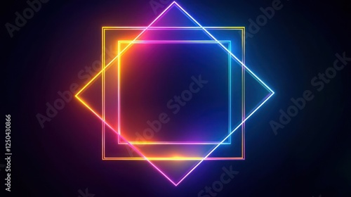 Wallpaper Mural Colorful Neon Glowing Square Frame Design Torontodigital.ca