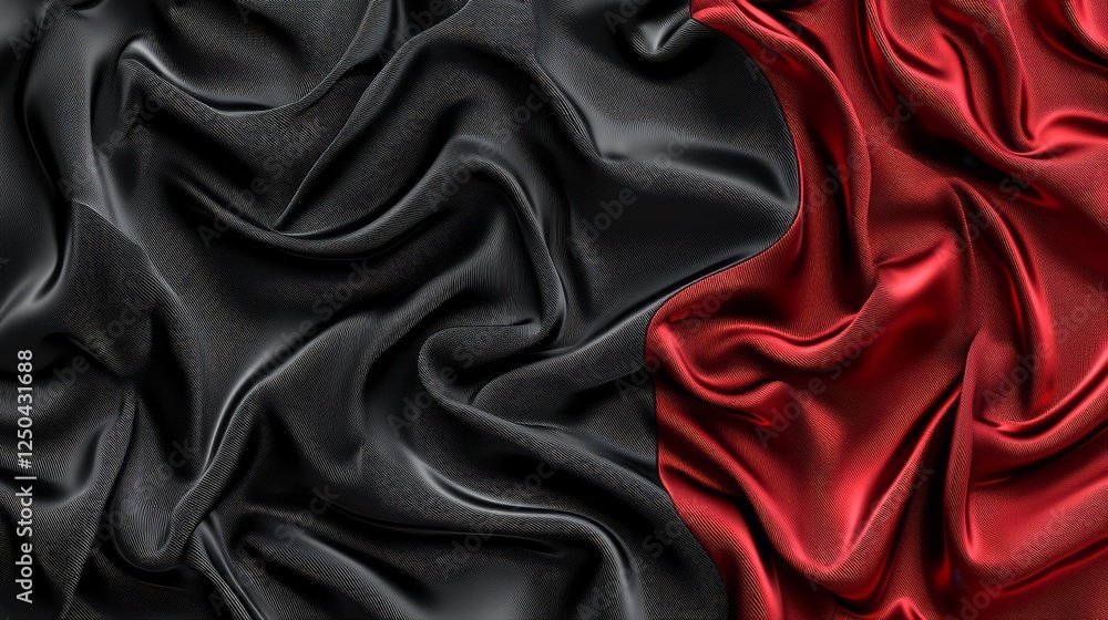 Fototapeta premium Luxurious Black and Red Silk Fabric Textures As Stunning Backgrounds for Design and Creative Projects