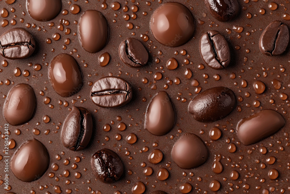 Various chocolate drops scattered on a dark background. Various chocolate drops scattered on a dark background.