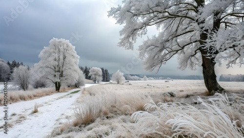 Winter Wonderland Frosty Landscape Snow Covered Trees Path