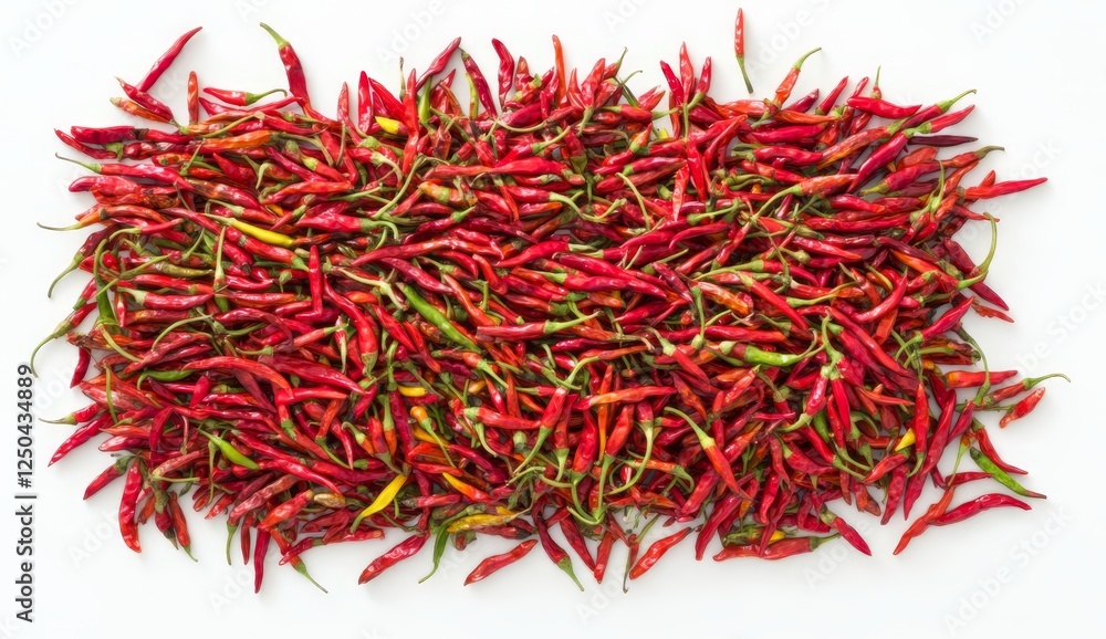 Naklejka premium Red chili peppers heap on white background