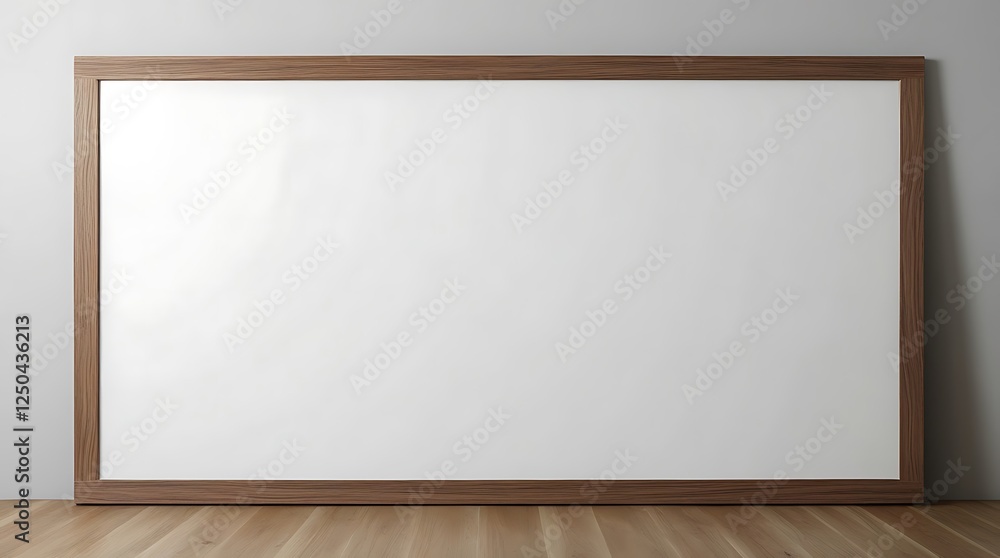 Clean Whiteboard with Wooden Frame for Business Presentations Clean Whiteboard with Wooden Frame for Business Presentations