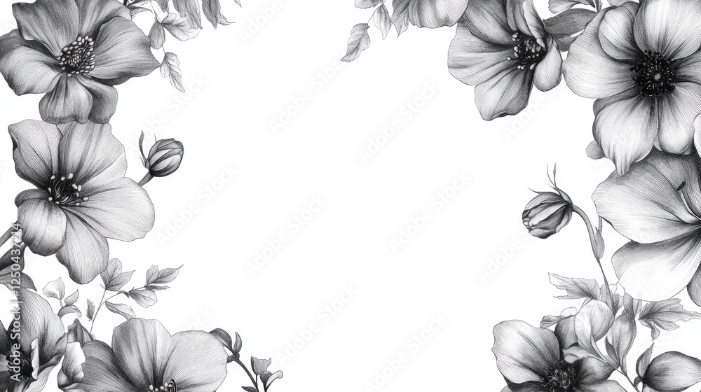 Elegant Black and White Floral Frame Design for Invitations and Cards Elegant Black and White Floral Frame Design for Invitations and Cards