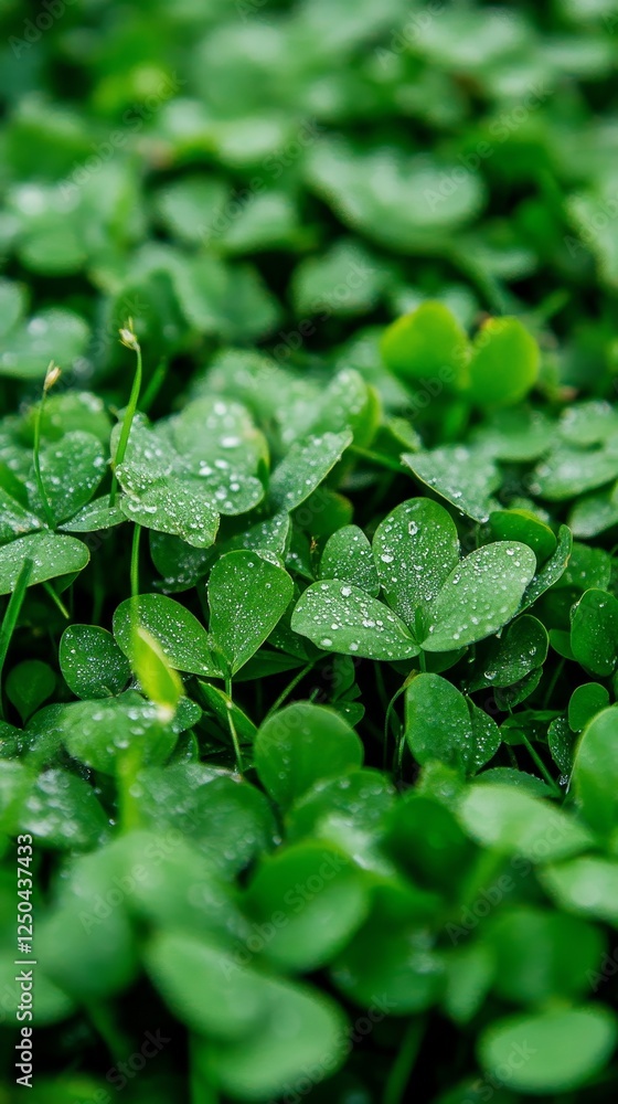 Lush Manicured Green Grass Texture for Sports Field, Garden Lawn or Pitch Wallpaper, Perfectly Maintained Turf with Clover Leaves, Ideal for Nature Background or Landscaping Projects, 