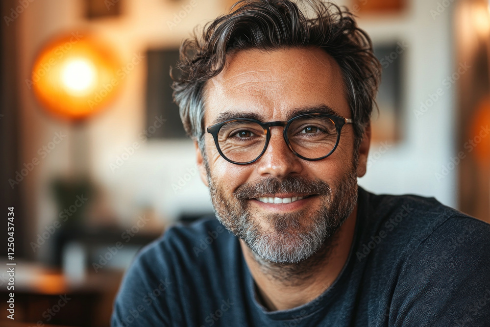 A smiling man with glasses faces the camera. A smiling man with glasses faces the camera.