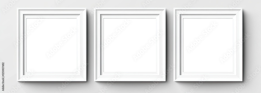 Three white frames on wall, mockup, interior design Three white frames on wall, mockup, interior design