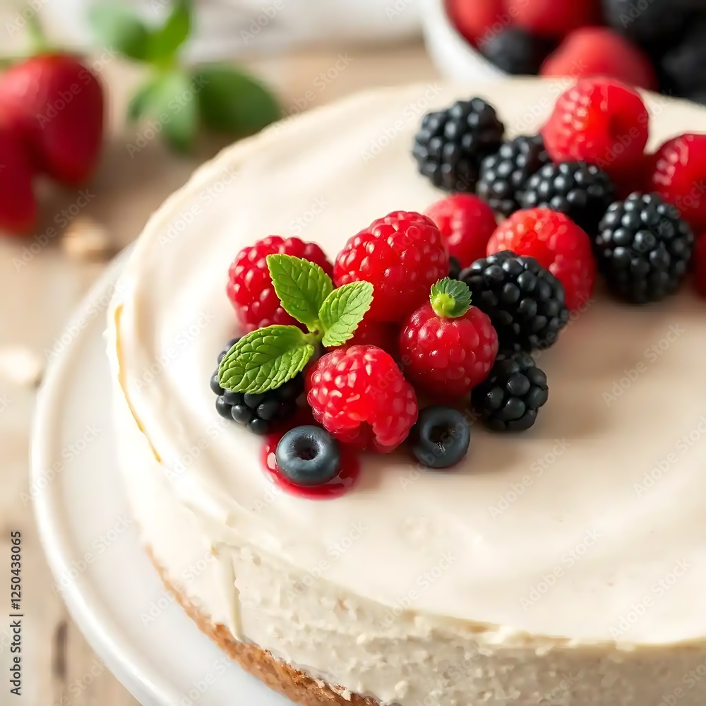 Delicious Cheesecake Topped With Fresh Berries Delicious Cheesecake Topped With Fresh Berries