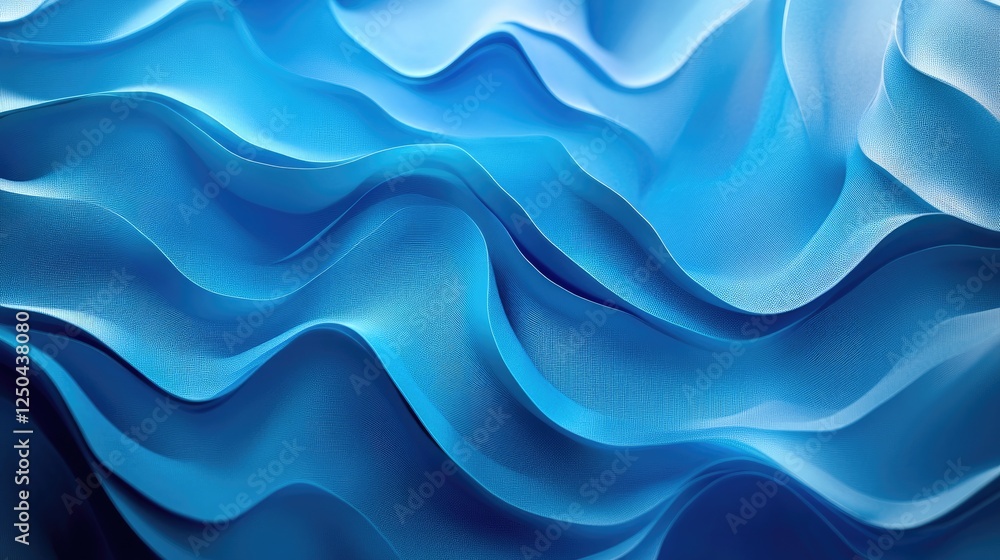 Fototapeta premium Flowing Blue Waves of Fabric Creating a Textured Visual Experience