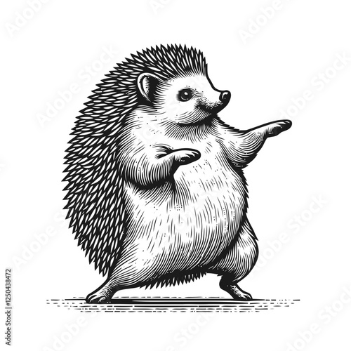 Stylized Hand-Drawn Hedgehog Illustration