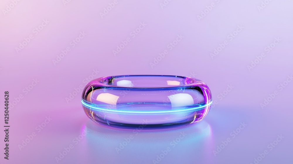 A sleek, translucent bowl with a vibrant blue and pink hue, set against a soft gradient background, creating a modern and artistic visual appeal. A sleek, translucent bowl with a vibrant blue and pink hue, set against a soft gradient background, creating a modern and artistic visual appeal.