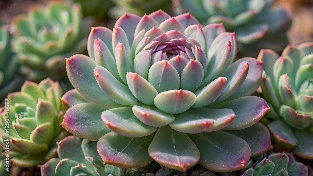 Closeup of Pastel Succulents in a Garden Closeup of Pastel Succulents in a Garden