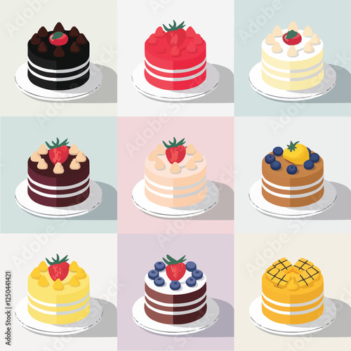 A 3x3 Grid of Nine Delicious Cakes with Unique Flavors