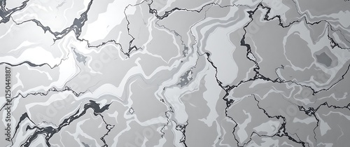 A photorealistic image of a marble background with  swirling veins of grey, white, and black, lit dramatically with  a single light source highlighting the texture, rendered in a.