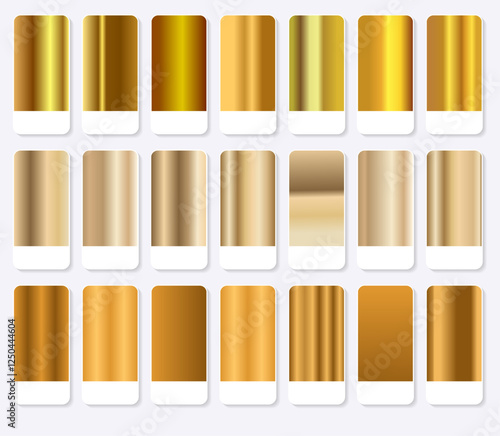 vector Gold gradient palette swatches.Metallic colors. 
