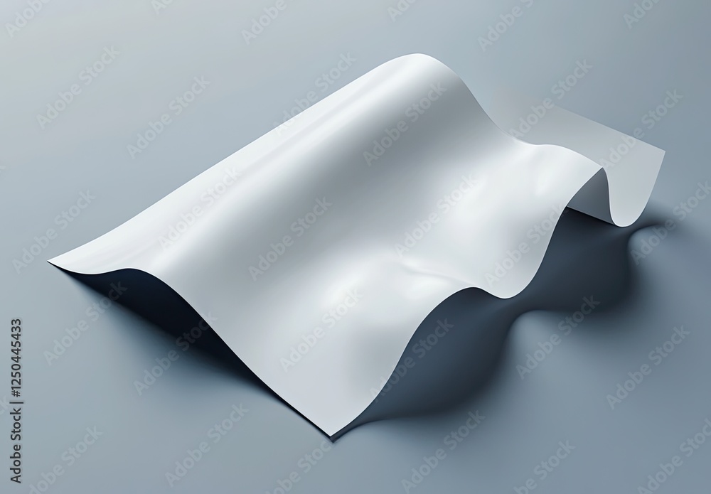 Wavy white paper mockup, studio background, design template Wavy white paper mockup, studio background, design template