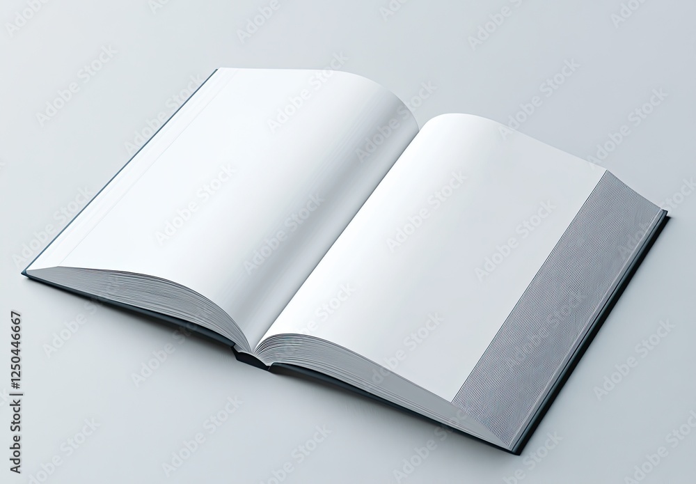 Open blank book, studio shot, white background, mockup Open blank book, studio shot, white background, mockup