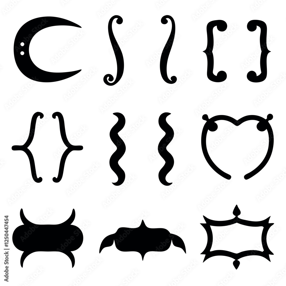 Set of Elegant Blackline Decorative Design Elements Set of Elegant Blackline Decorative Design Elements