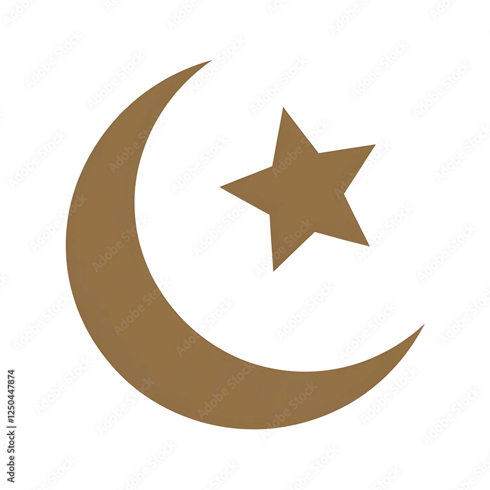 Simple Gold Crescent Moon and Star Symbol Simple Gold Crescent Moon and Star Symbol