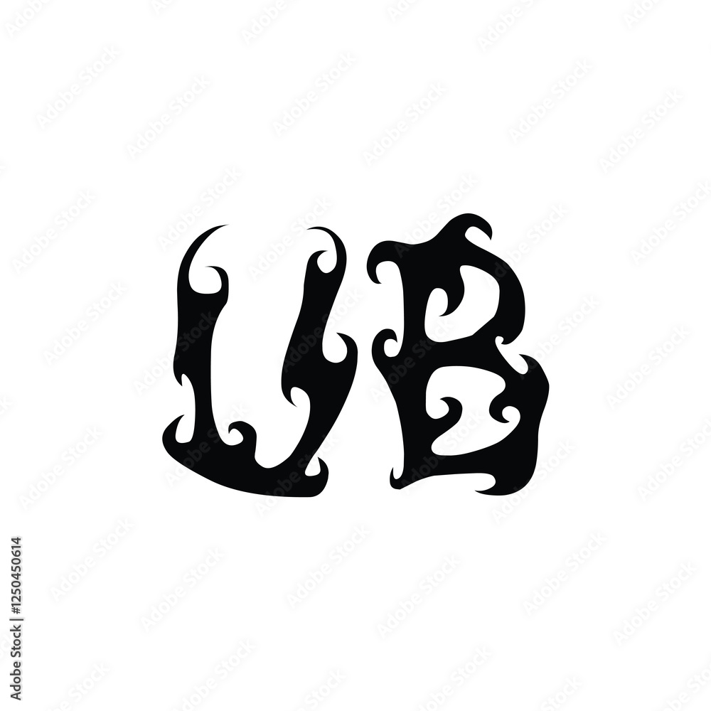 Obraz premium UB monogram logo design letter text name symbol monochrome logotype alphabet character simple logo