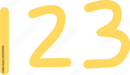 Colorful Handwritten Numbers 1, 2, 3