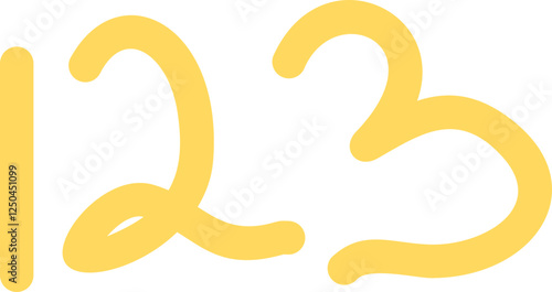 Colorful Handwritten Numbers 1, 2, 3