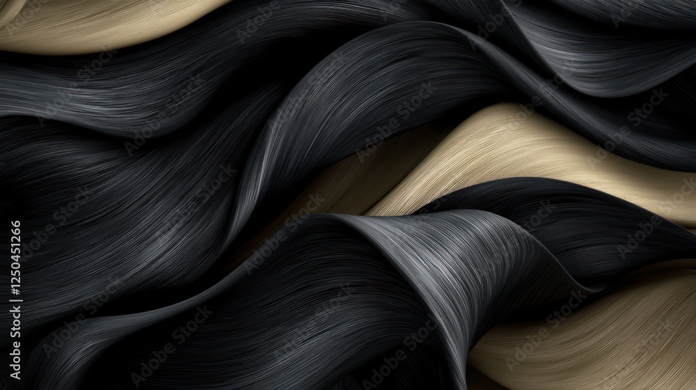 Abstract flowing dark and beige strands, background texture, design element Abstract flowing dark and beige strands, background texture, design element